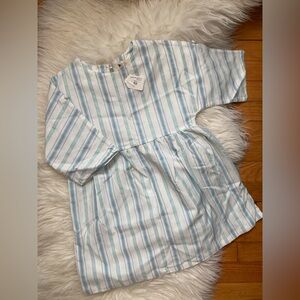 Light Blue & White Striped 100% organic Cotton Dress